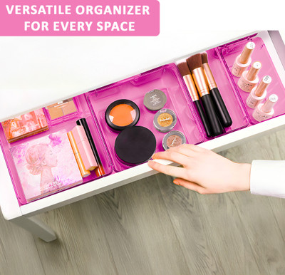 HOMESTIC 8 Compartments Acrylic Desk Organiser(Pink)