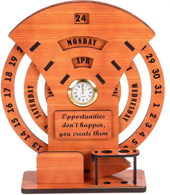 ZenEra 3 Compartments Wooden Desk Clock(Wooden)
