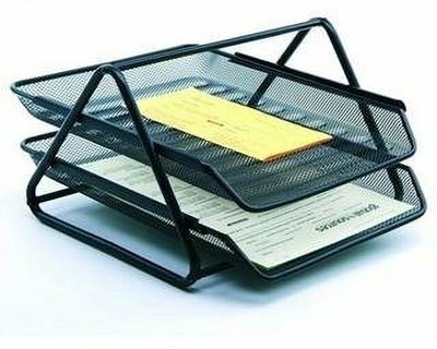 Kankodo 2 Compartments Metal File Holder(Black)