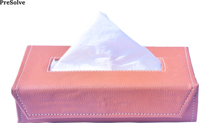 PreSolve 1 Compartments Faux Leather Tissue Box Holder with 100 Pulls Cotton Rags Tissue(Tan)