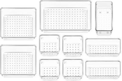 KUBER INDUSTRIES 10 Compartments Acrylic Desk Organizers(Transparent)