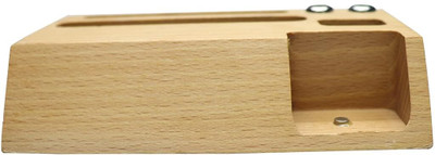 StarLaser 3 Compartments wooden wooden pen holder with visiting cards holder for office desk & home decoration(Brown)