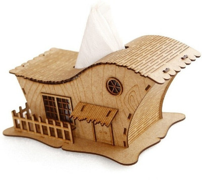 JAI SHRI 1 Compartments wooden tissue holder(Brown)