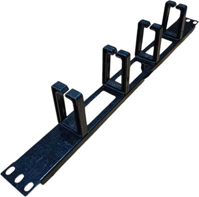 bectro 4 Compartments pvc and metal 1U Rack Mount Horizontal Cable Manager Duct Raceway for Server Rack(Black)