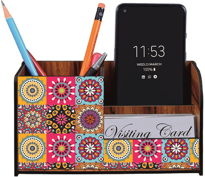 SHIV COLLECTION 3 Compartments Wooden Desk Organizers(Brown)