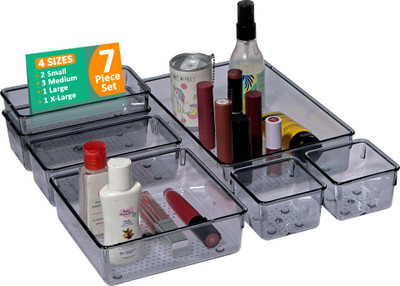 KUBER INDUSTRIES 7 Compartments Acrylic Desk Organiser(Black)