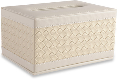 AARVIDECOR 1 Compartments Faux Leather Tissue Holder(Off-White)