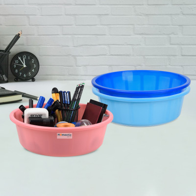 HOMESTIC by Kuber Industries 3 Compartments Plastic Desk Organizer(Sky Blue & Blue & Light Pink)