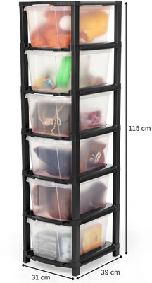 HUMBLE KART 6 Compartments Plastic Desk Organizer(White)