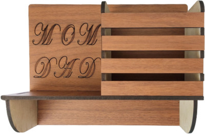 WORLD WIDE KART 1 Compartments Wood Pen Stand,Letter Holder(Brown)