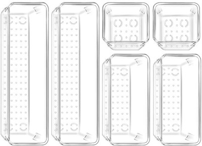 Moxtiza 6 Compartments plastic Drawer organiser(Transparent)
