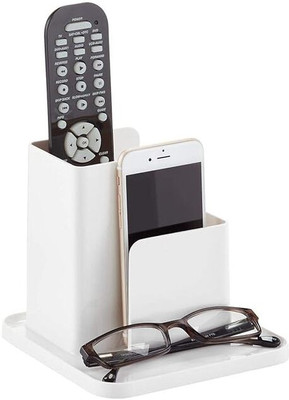 Indian Decor 1 Compartments Metal Desk Organizer(White)