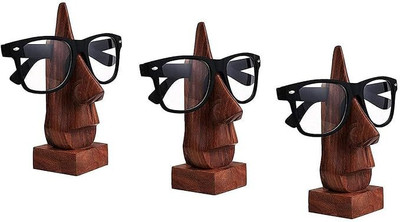 APEROL DESIGN 1 Compartments Wooden Spectacle Holder Stand for Table | Eyeglass & Sunglass Organizer 3Pcs(Brown)