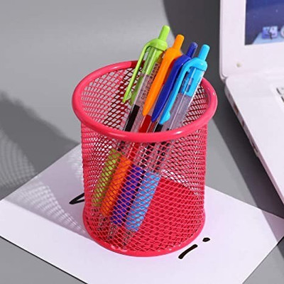 Bekner 1 Compartments Metal Pen Stand(Pink)