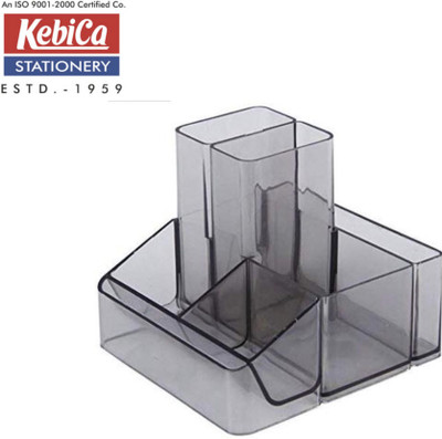 Kebica 5 Compartments Hard Plastic frame Pen Stand for Office Desk Organizer for use Office, School .(Black)