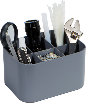 Litem 6 Compartments PP Plastic Multicube Multipurpose Desk Organiser | Stackable | Home Office Kitchen Bathroom(Grey)