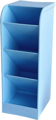 FunBlast 4 Compartments Plastic Desk Organizer(Blue)