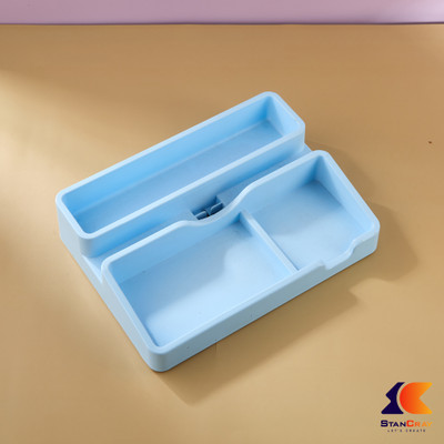 STANCRAY 4 Compartments ABS Plastic Stylish Desk Organiser With Proper Storage Space With Phone/Tablet Charging Slot(Blue)