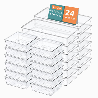 KUBER INDUSTRIES 24 Compartments Plastic Drawer Organizers(Transparent)