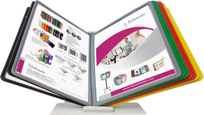 Infomate 10 Compartments PP & MS Powder coated Desk File display & Document Holder A4 size - Desk Unit(Multicolor)