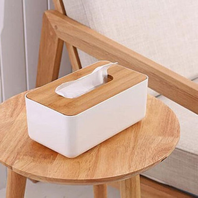 DGBMART 1 Compartments Plastic Rectangular Tissue Organizer, Tissue Holder Plastic White Transperent(White)