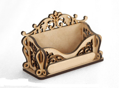 JAI SHRI 1 Compartments wooden desk organizer pen sstand card holder(Brown)