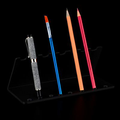Parikshit Sublimation 2 Compartments Acyrlic pen stand holder(Black)
