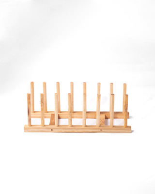 Bamboostan 6 Compartments Bamboo Book Stand(Beige)