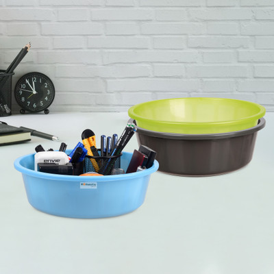 HOMESTIC by Kuber Industries 3 Compartments Plastic Desk Organizer(Gray & Green & Sky Blue)