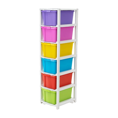 J K INTERNATIONAL 6 Compartments Plastic Modular Drawer(Multicolor)