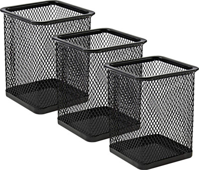 Goodwill Tech 3 Compartments Metal ,Square Smart Desk - Trio | Pen & Clip Holders for a Stylish, Clutter-Free Space(Black)