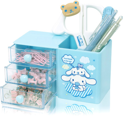 HASTHIP 3 Compartments Plastic Desk Organizer(Blue)