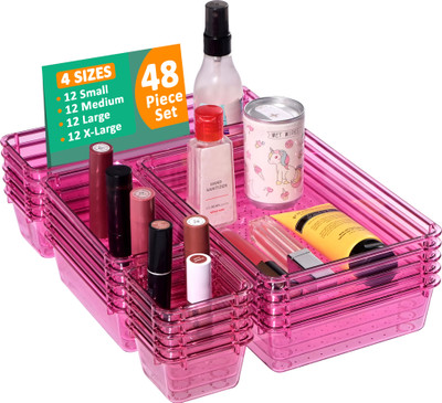 KUBER INDUSTRIES 48 Compartments Acrylic Desk Organiser(Pink)