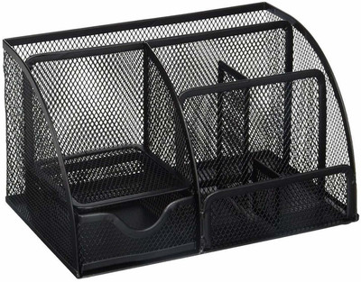 Nexvox 6 Compartments Metal Mesh Pen Stand(Black)