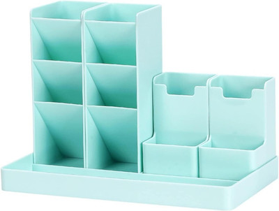 4MYL 13 Compartments Plastic Desk Pen Holder Organizer for Kids Girls - Multi-Compartment Pencil Storage Box(Green)