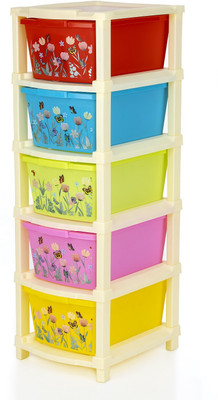 Pinkwhale 5 Compartments Plastic Printed Modular Drawer(Multicolor)