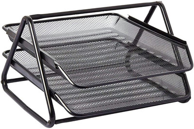 AONEPTER 2 Compartments METAL, MESH 2 Tier Document Tray(Multicolor)