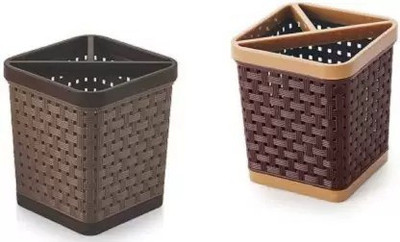 Aglor 3 Compartments plastic pen and pencil stand(dark brown)