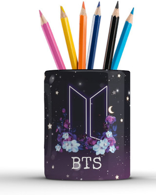 JAI SHRI 1 Compartments ceramic Pen Stand(Black)