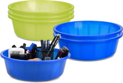 KUBER INDUSTRIES 6 Compartments Plastic Desk Organizer(Green, Blue)