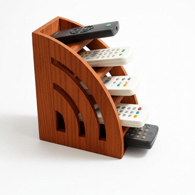 Doon Furniture House 5 Compartments Wooden Remote Stand ,Storage Rack for TV Remotes,Space-Saving Organizer for Home,Office(Brown)