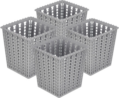 KUBER INDUSTRIES 4 Compartments Plastic Pen Holder(Grey)