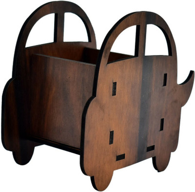 Anita 1 Compartments Wood Car Pancil Stand(Brown)