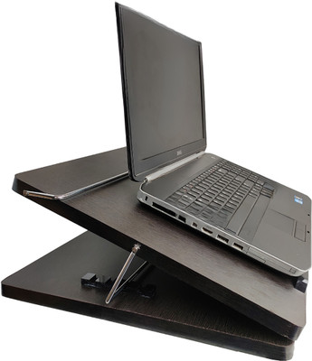 VeleSolv 1 Compartments Wooden Height Adjustable Desk Laptop Stand | Writing Pad(Black)