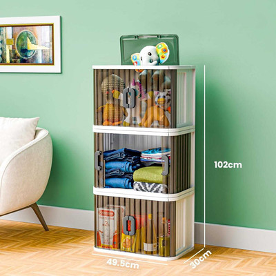 AK10ZONE 3 Compartments Plastic Multipurpose Modular Drawer Storage Rack(White, Transparent Brown)