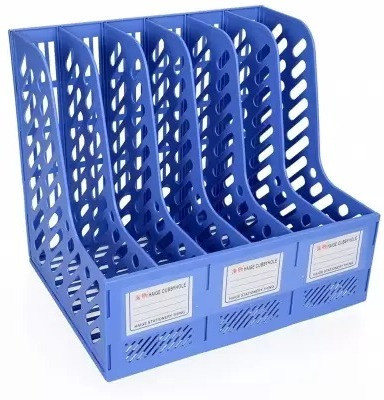 StayWay 6 Compartments Plastic Paper Magazine Holder(Blue)