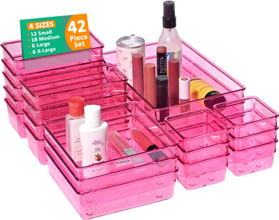 HOMESTIC 42 Compartments Acrylic Desk Organiser(Black)