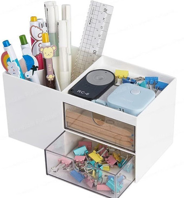 aptetit 4 Compartments plastic stationary(Multicolor)