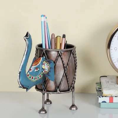 decocraft 1 Compartments Iron Pen Stand(Multicolor)