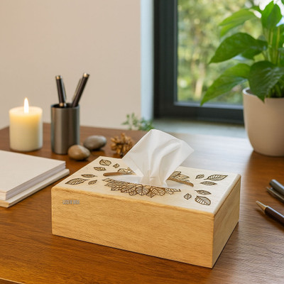 LEEUW DIER 1 Compartments Mango wood tissue box(Brown)